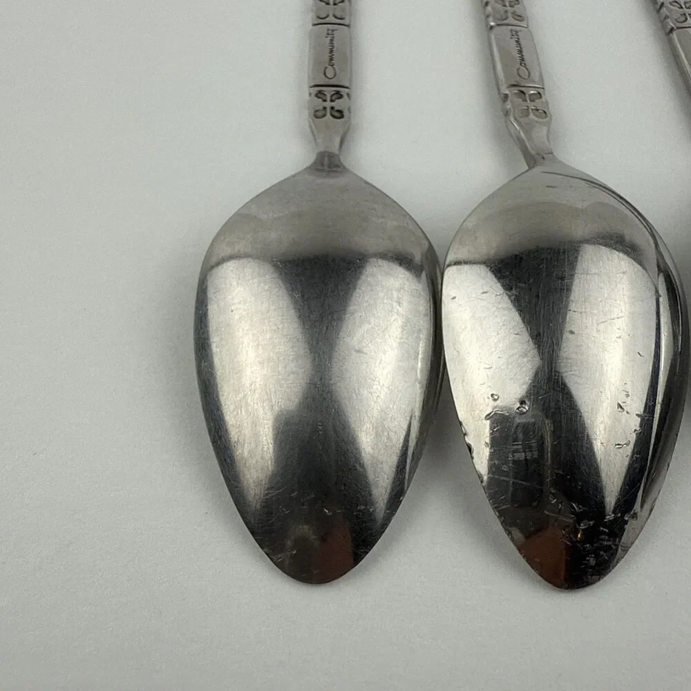 Vtg Lot 4 Madrid No Black Accent Teaspoons Oneida Community Stainless Flatware
